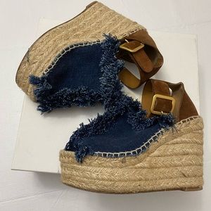 Chloe denim and suede espadrilles size 35